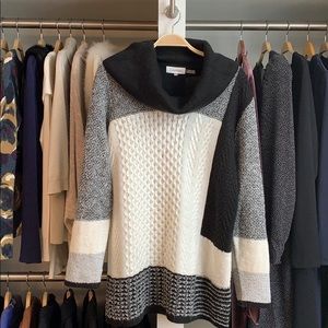 Calvin Klein Cowl Neck Color Block Sweater SZ L